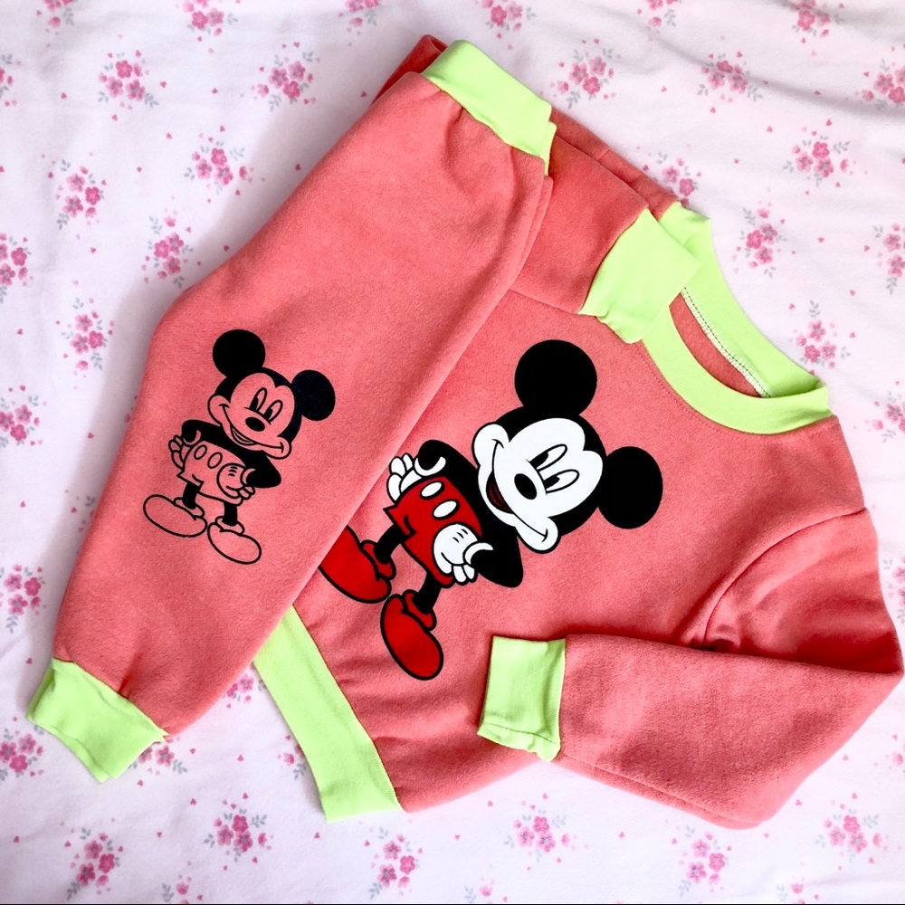 Mikey Mouse 2 Pieces Orange Fleece Set 4T